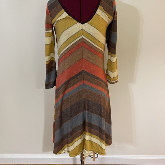 Vintage 70’s style fall chevron soft lightweight disco Bodycon dress small - Picture 4 of 12